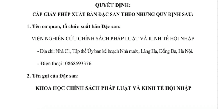Viện Nghiên cứu Chính sách pháp luật&Kinh tế hội nhập (IRLIE) sắp ra mắt bạn đọc đặc san Khoa học chính sách pháp luật và Kinh tế hội nhập